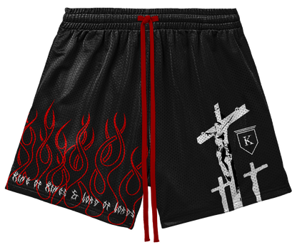 KING OF KINGS & LORD OF LORDS (BLACK) - PREMIUM MESH SHORTS