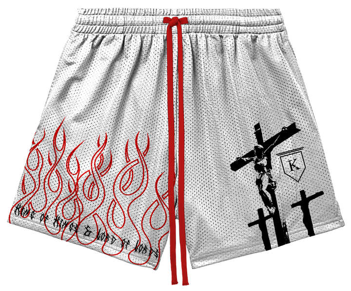 KING OF KINGS & LORD OF LORDS (WHITE) - PREMIUM MESH SHORTS